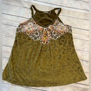 ATHLETA Racerback Tank Top Size Large Built In Bra Paisley Print